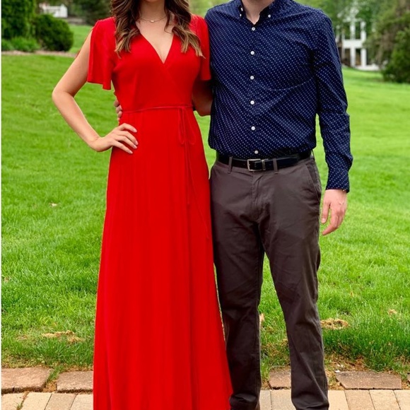 Much Obliged Red Wrap Maxi Dress - Lulu's - Picture 4 of 4